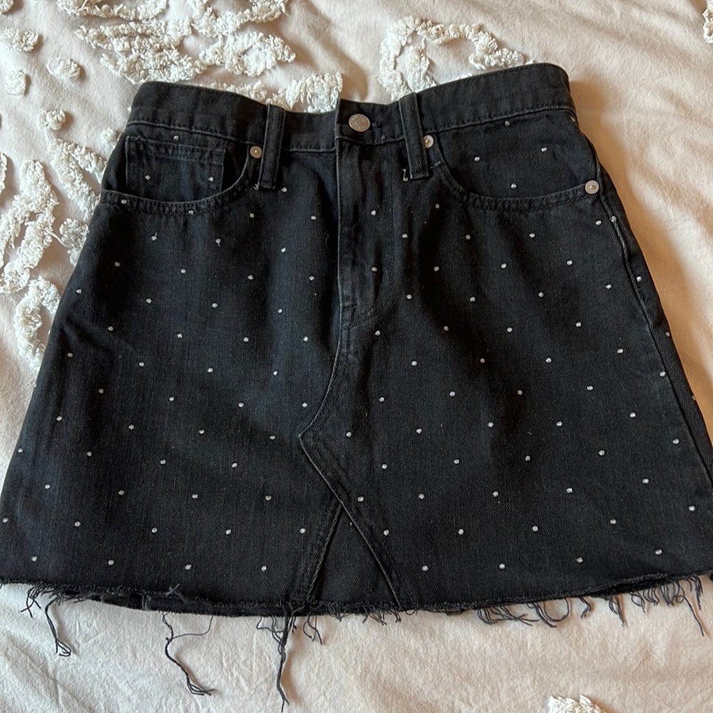 Madewell Denim Polkadot Mini Skirt